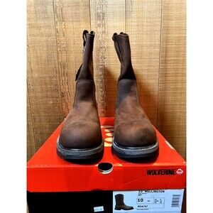 Wolverine Men's 10" Wellington Steel Toe Work Boot US WIDE 10 Brown Leather